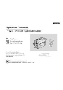 Samsung VP D 39 manual. Camera Instructions.